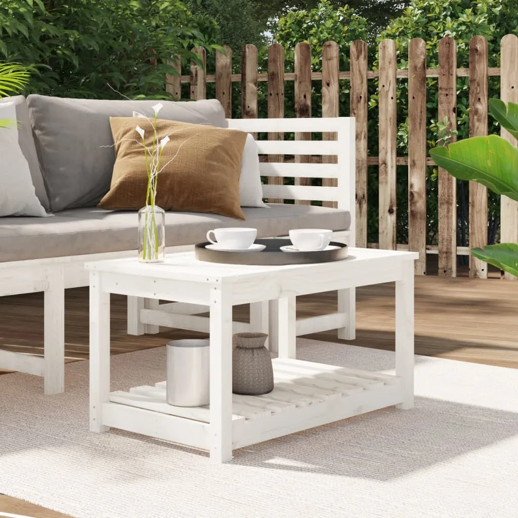 vidaXL Tavolo da Giardino Bianco 82,5x50,5x45 cm Legno Massello Pino