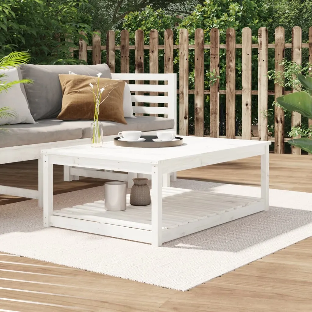 vidaXL Tavolo da Giardino Bianco 121x82,5x45 cm Legno Massello di Pino