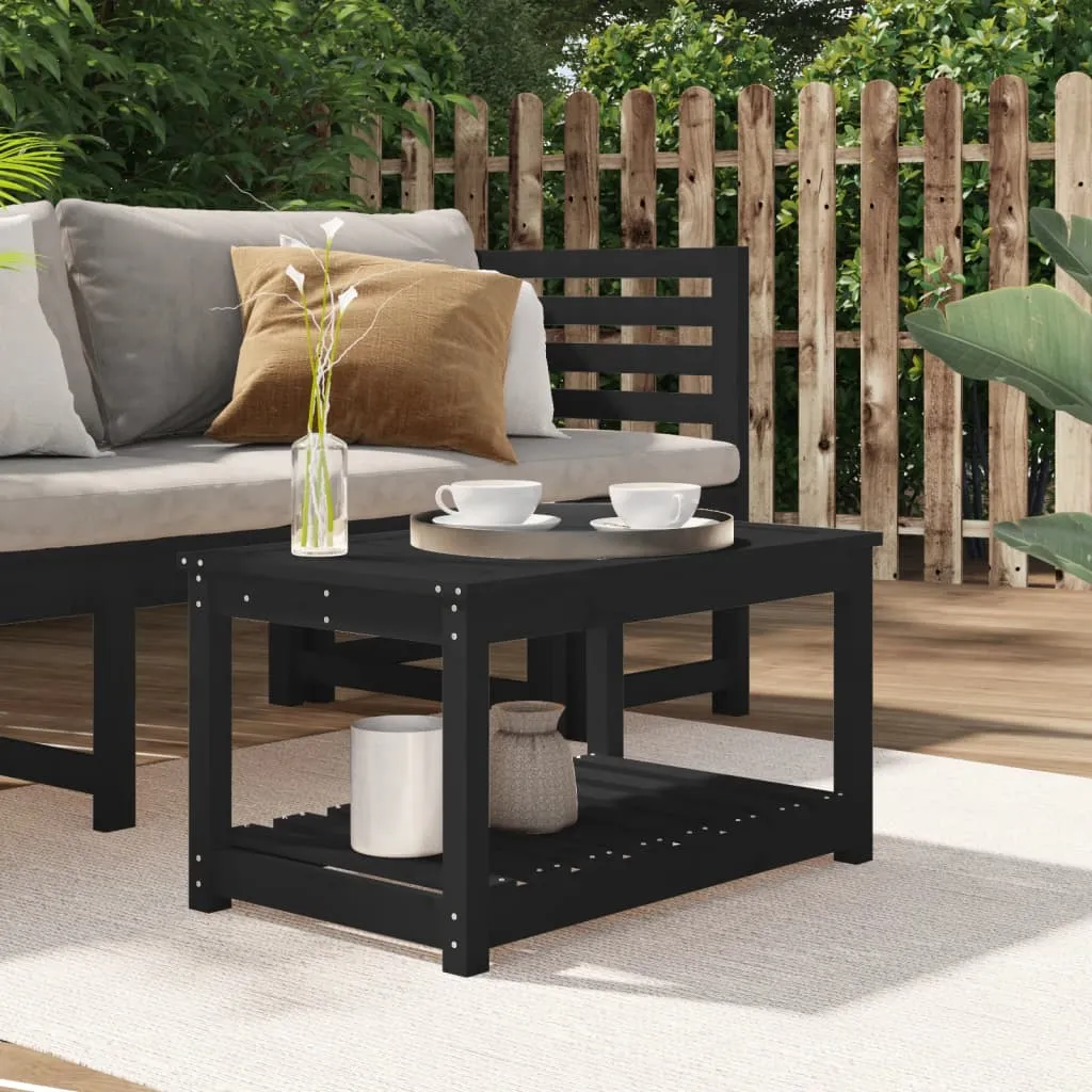 vidaXL Tavolo da Giardino Nero 82,5x50,5x45 cm Legno Massello Pino