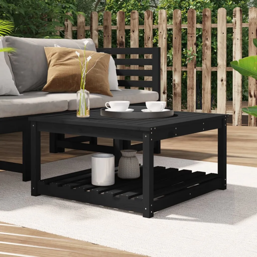 vidaXL Tavolo da Giardino Nero 82,5x82,5x45 cm Legno Massello di Pino