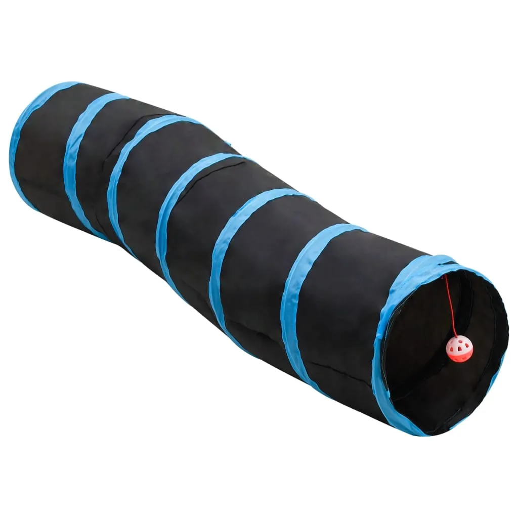 vidaXL Tunnel per Gatti a S Nero e Blu 122 cm Poliestere