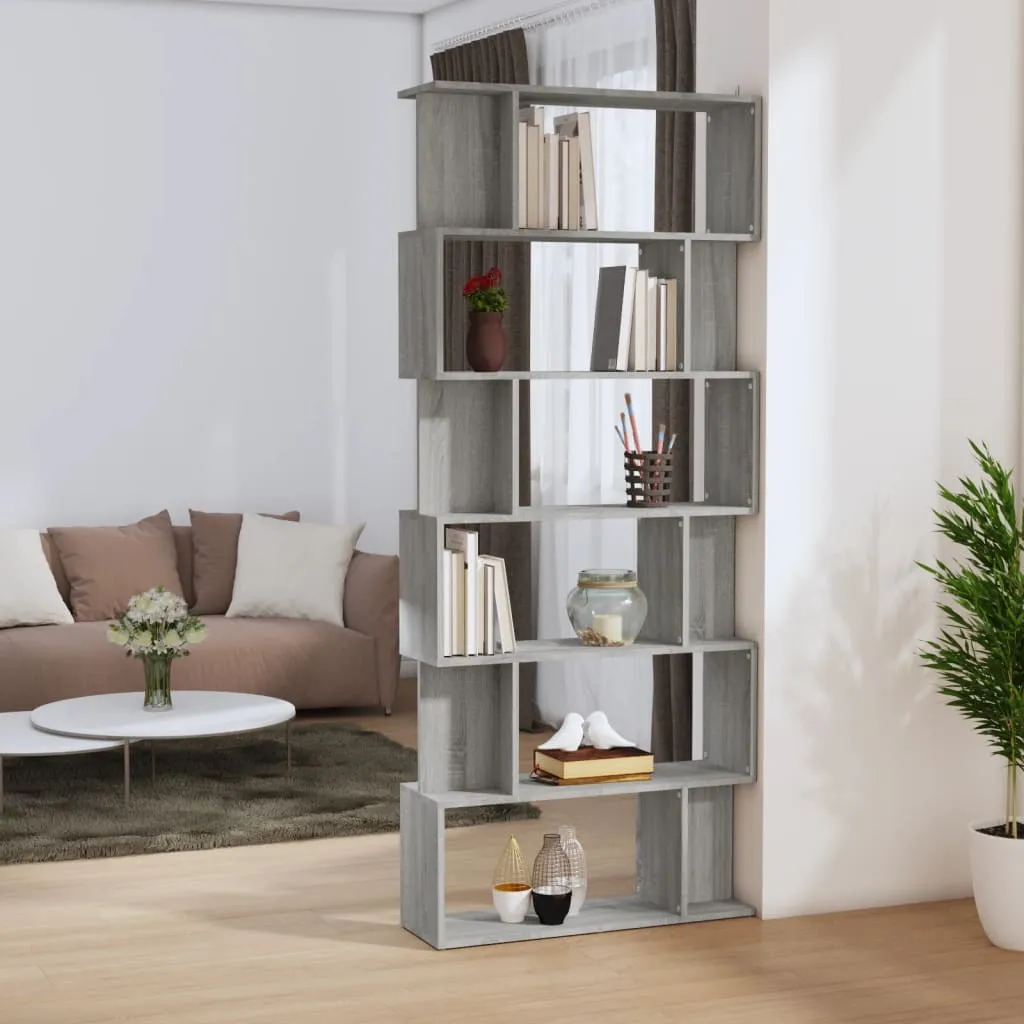 vidaXL Libreria/Divisorio Grigio Sonoma 80x24x192 cm Legno Multistrato