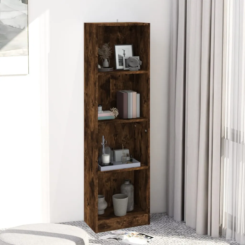 vidaXL Libreria a 4 Ripiani Rovere Fumo 40x24x143 cm Legno Multistrato