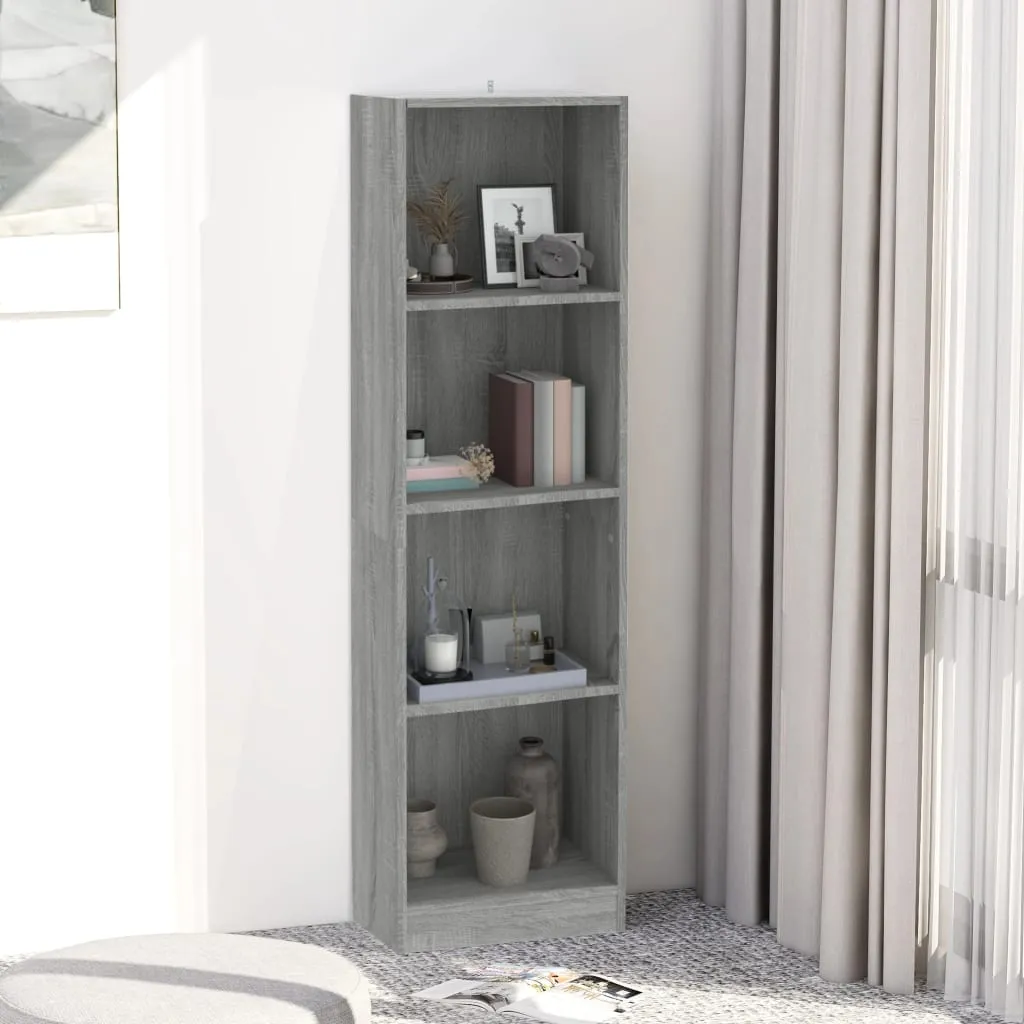 vidaXL Libreria 4 Ripiani Grigio Sonoma 40x24x143 cm Legno Multistrato