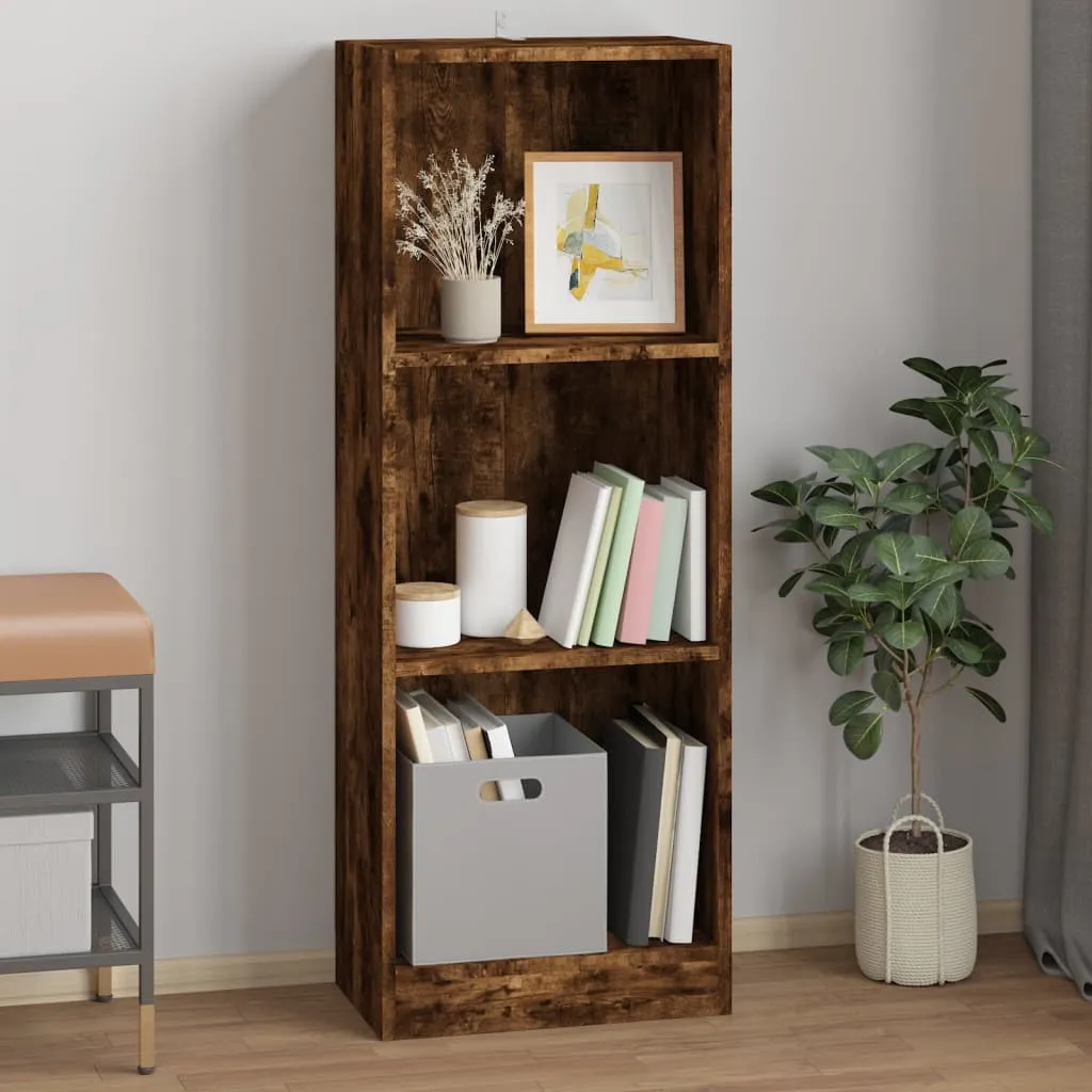 vidaXL Libreria a 3 Ripiani Rovere Fumo 40x24x109 cm Legno Multistrato