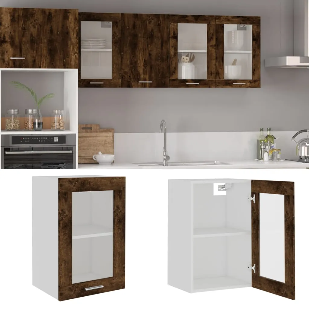 vidaXL Mobile Pensile Vetro Rovere Fumo 40x31x60 cm Legno Multistrato