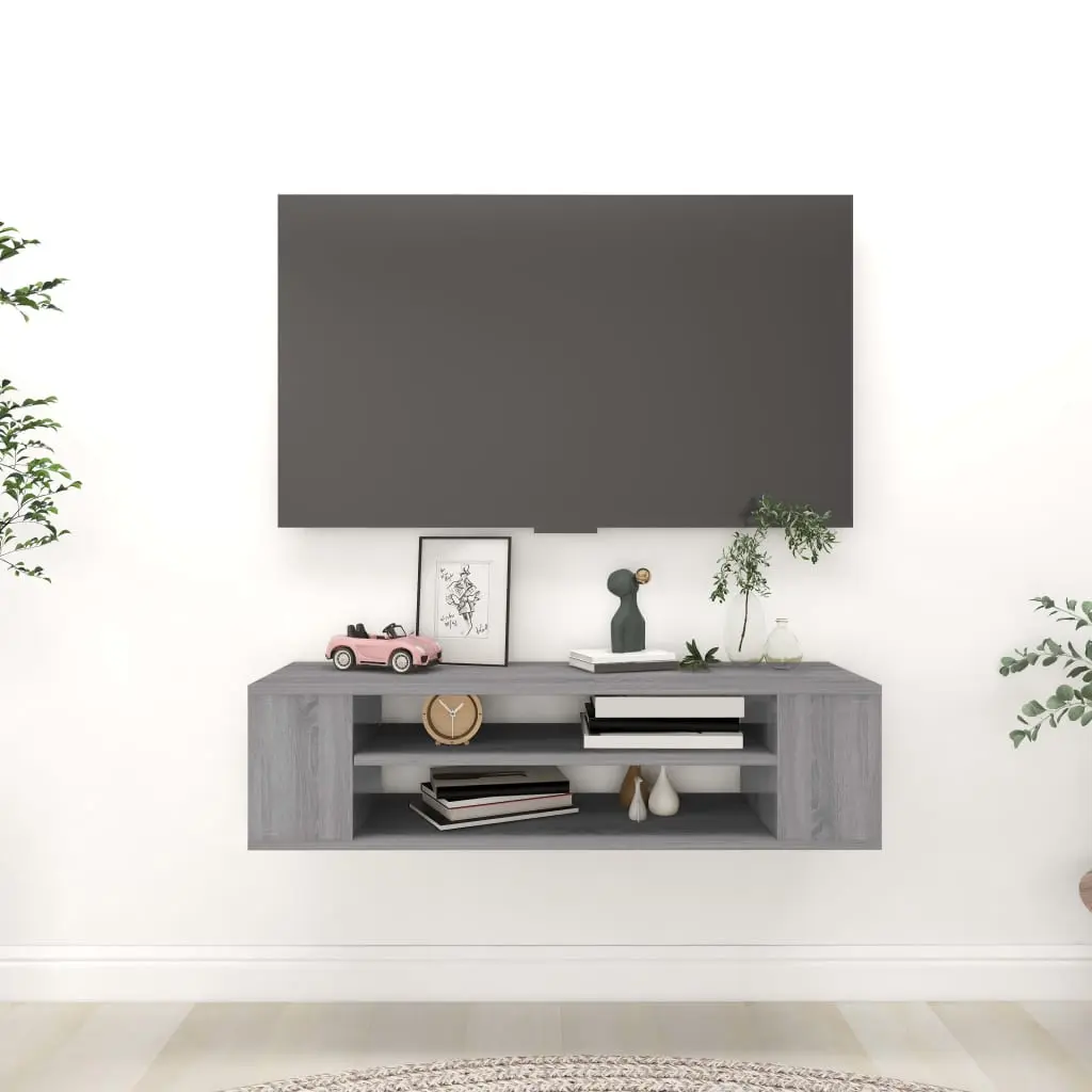 Pensile Porta TV Grigio Sonoma 100x30x26,5 cm Legno Multistrato