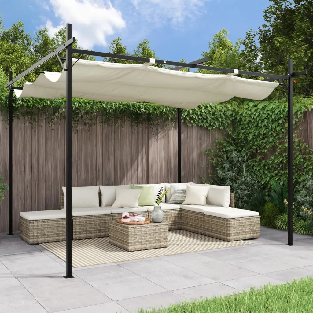 vidaXL Pergola con Tetto Retrattile Crema 295x292x230 cm