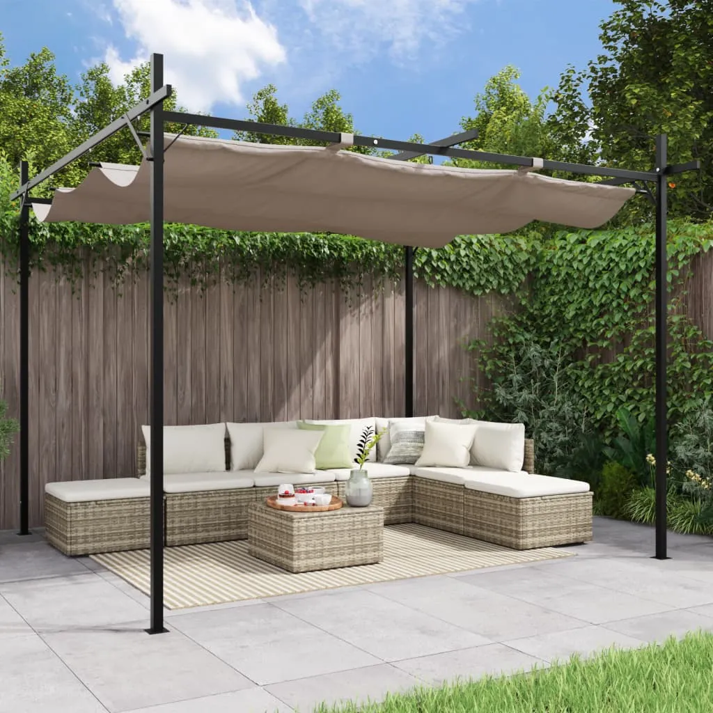 vidaXL Pergola con Tetto Retrattile Tortora 295x292x230 cm