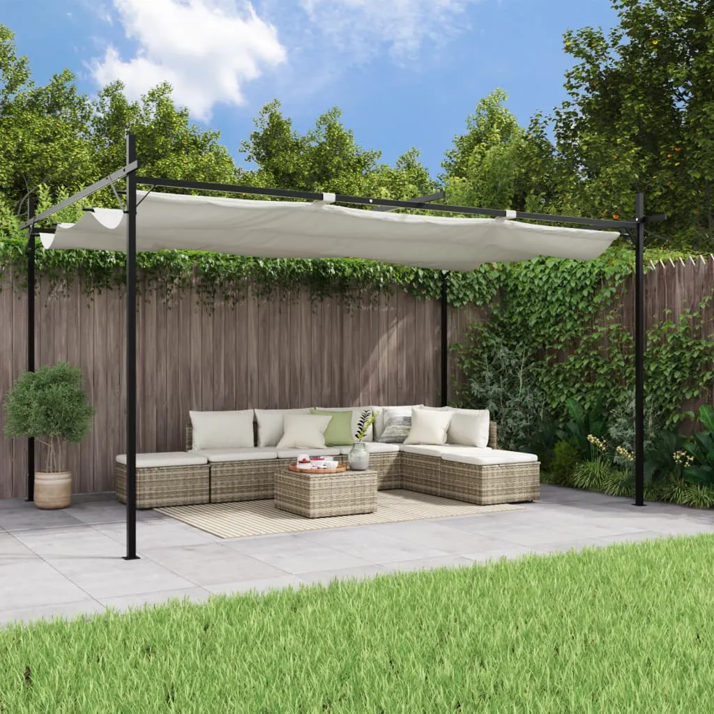 vidaXL Pergola con Tetto Retrattile Crema 395x292x230 cm