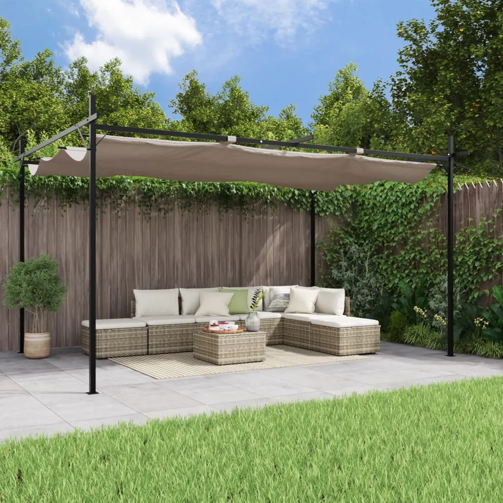 vidaXL Pergola con Tetto Retrattile Tortora 395x292x230 cm