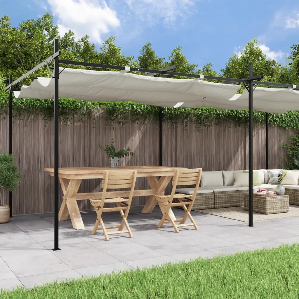 vidaXL Pergola con Tetto Retrattile Crema 589x292x230 cm