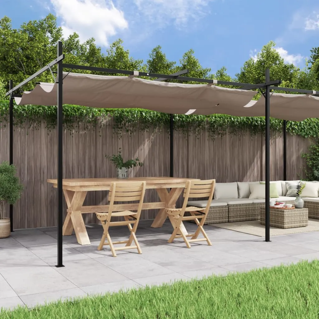 vidaXL Pergola con Tetto Retrattile Tortora 589x292x230 cm