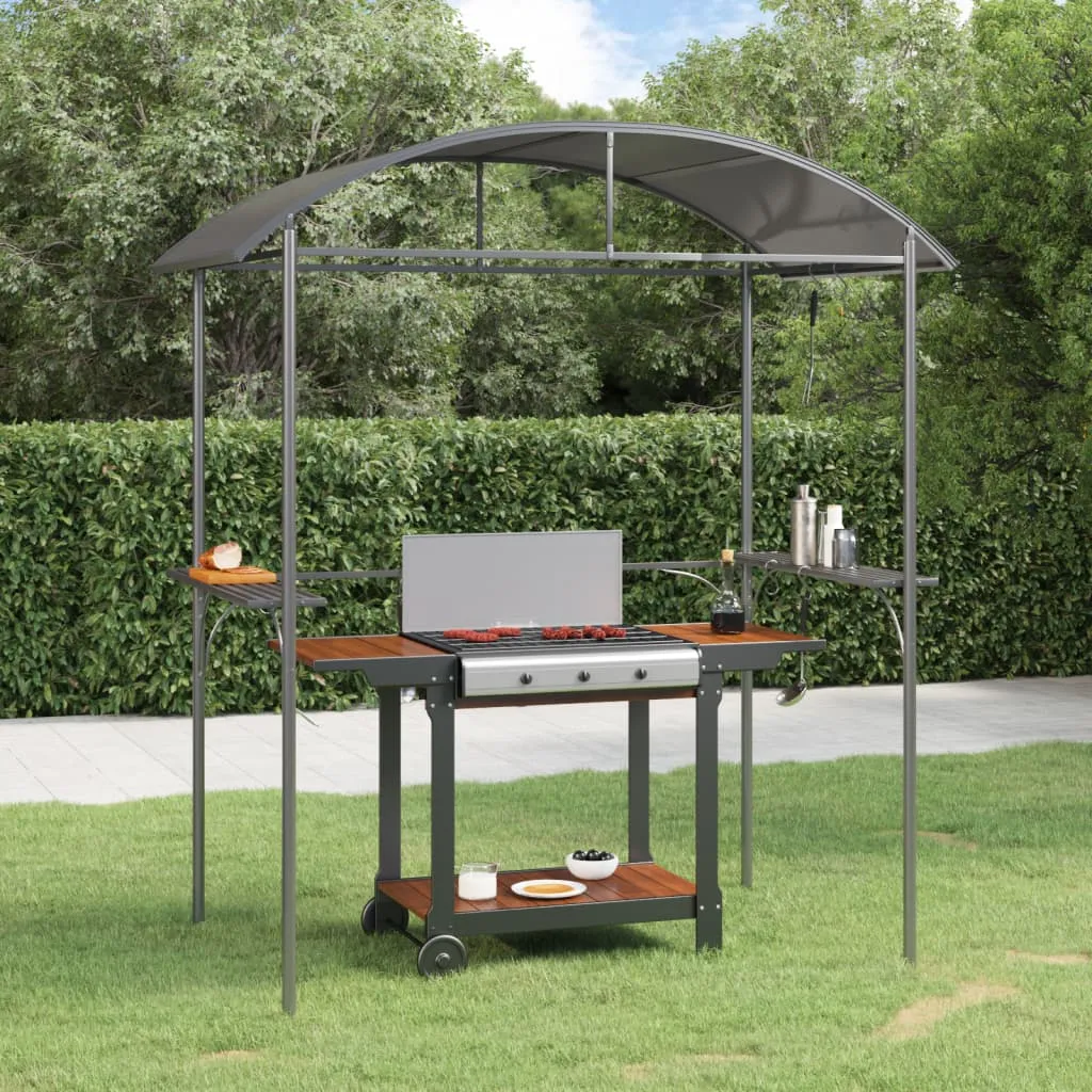 vidaXL Gazebo Barbecue Ripiani Laterali Antracite 220x115x230 Acciaio