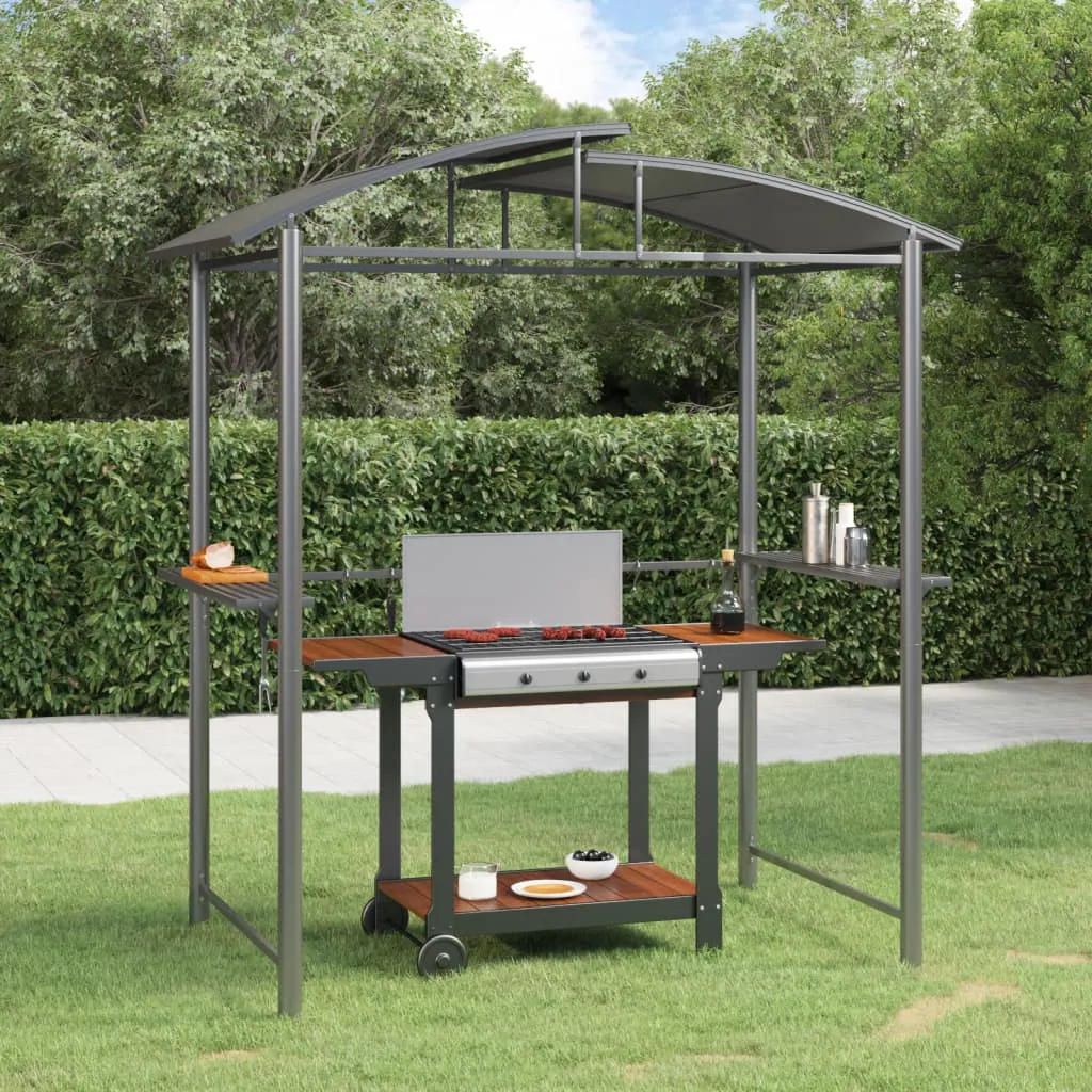 vidaXL Gazebo Barbecue Ripiani Laterali Antracite 210x114x230 Acciaio