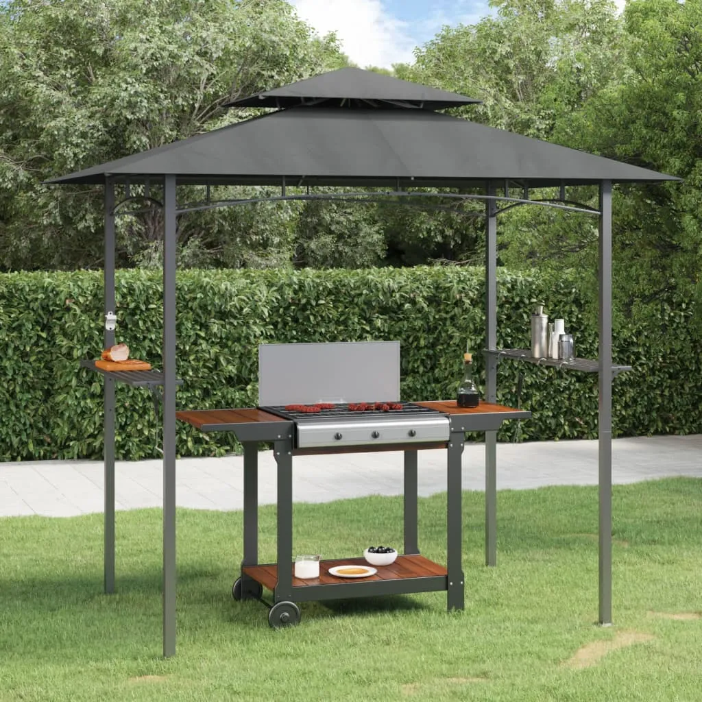 vidaXL Gazebo Barbecue Ripiani Laterali Antracite 240x150x243 Acciaio