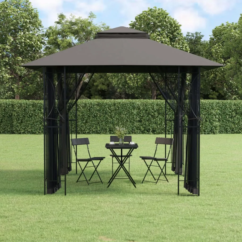 vidaXL Gazebo con Pareti Laterali Antracite 300x300x270 cm Acciaio