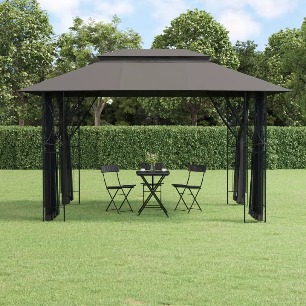 vidaXL Gazebo con Pareti Laterali Antracite 400x300x270 cm Acciaio