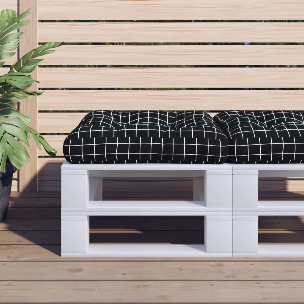 vidaXL Cuscino per Pallet Motivo a Quadri Nero 50x50x12 cm in Tessuto