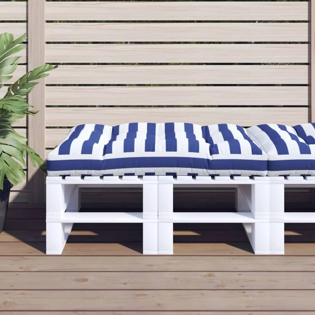 vidaXL Cuscino per Pallet Strisce Bianche e Blu 120x80x12cm in Tessuto