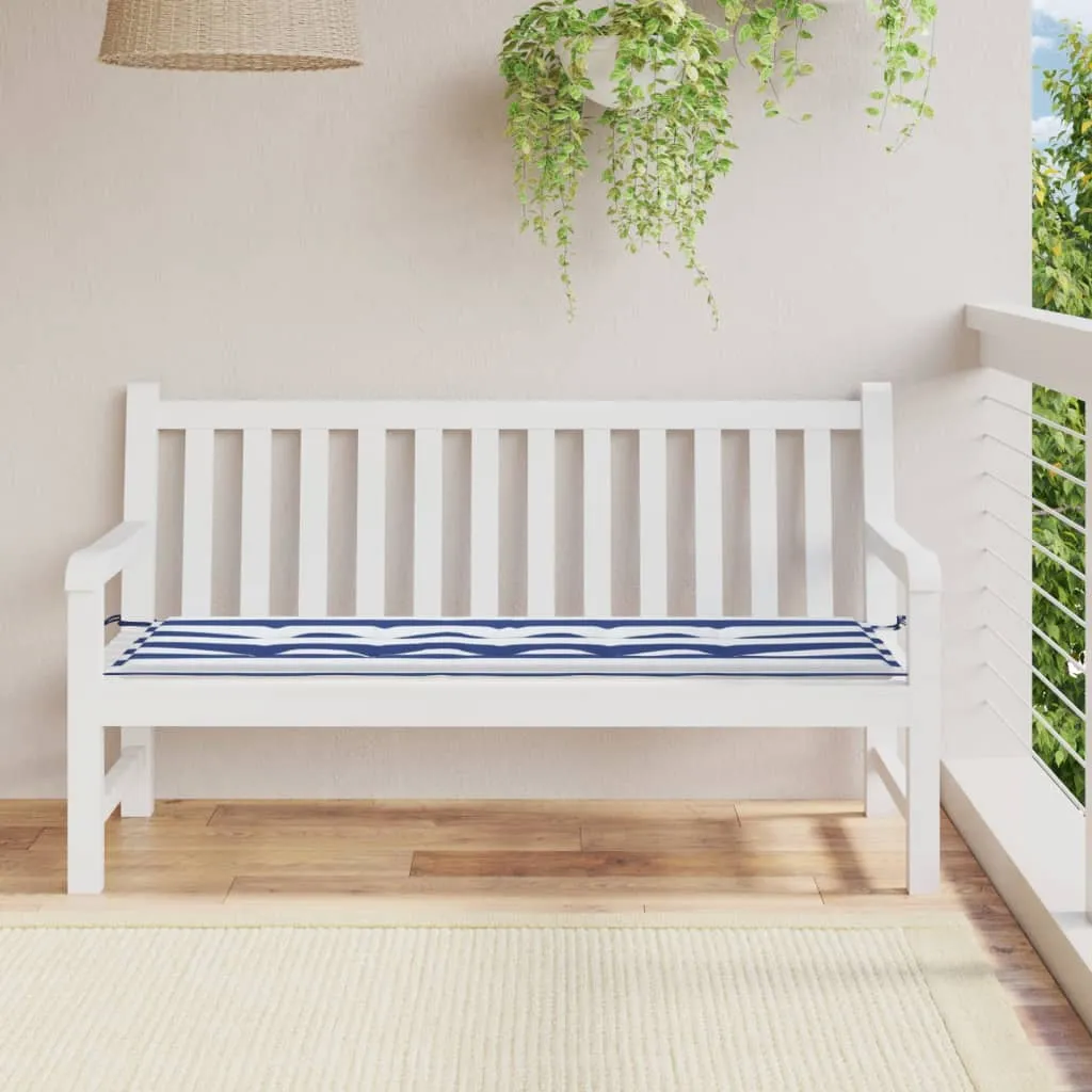 vidaXL Cuscino Panca Giardino Bianco e Blu 150x50x3 cm Tessuto Oxford