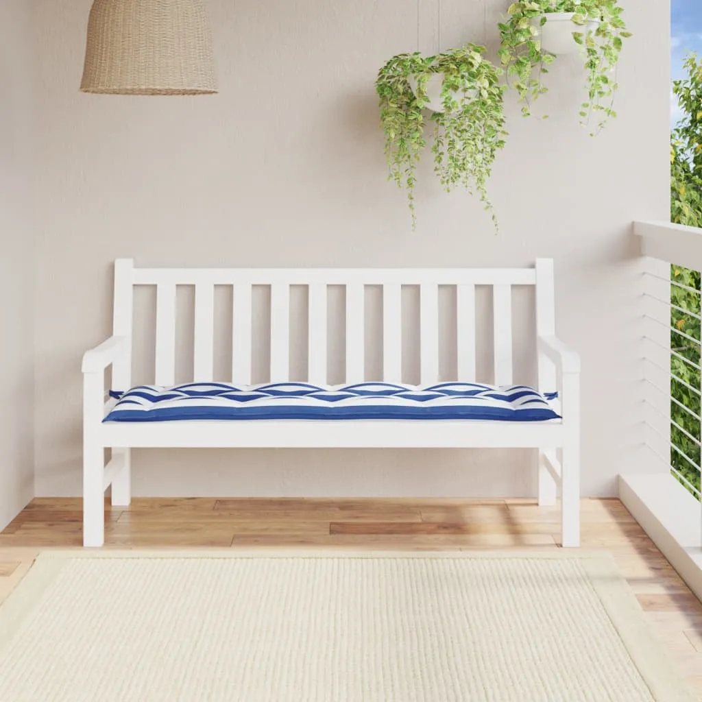 vidaXL Cuscino per Panca Bianco e Blu 150x50x7 cm in Tessuto Oxford