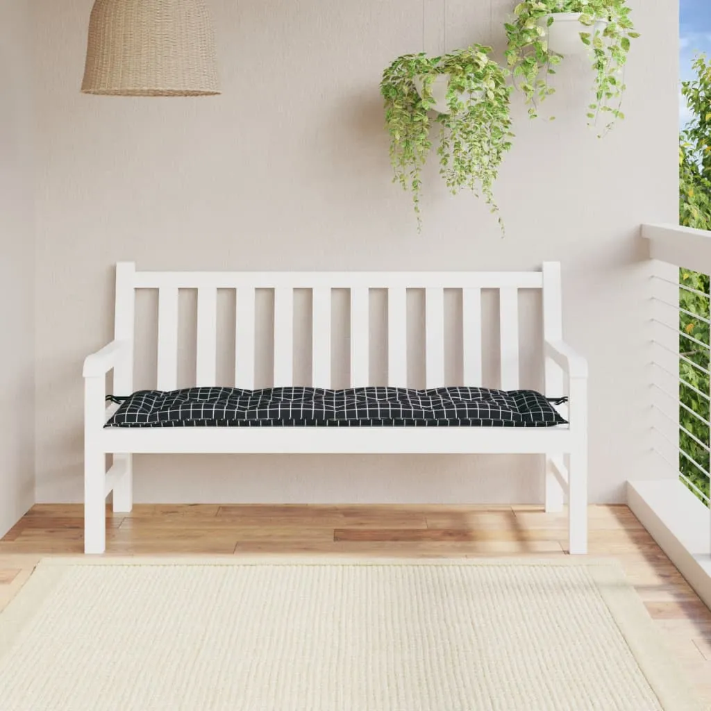 vidaXL Cuscino per Panca a Quadri Neri 150x50x7 cm in Tessuto Oxford