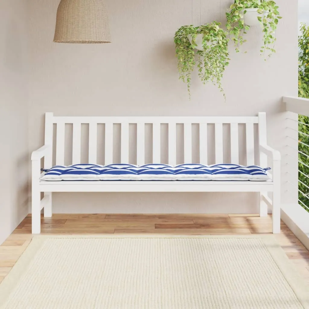 vidaXL Cuscino per Panca Bianco e Blu 180x50x7 cm in Tessuto Oxford