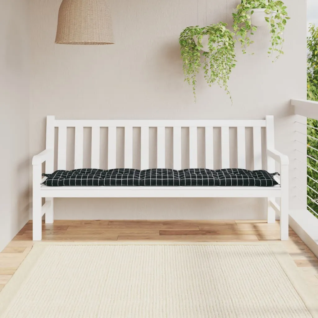 vidaXL Cuscino per Panca a Quadri Neri 180x50x7 cm in Tessuto Oxford