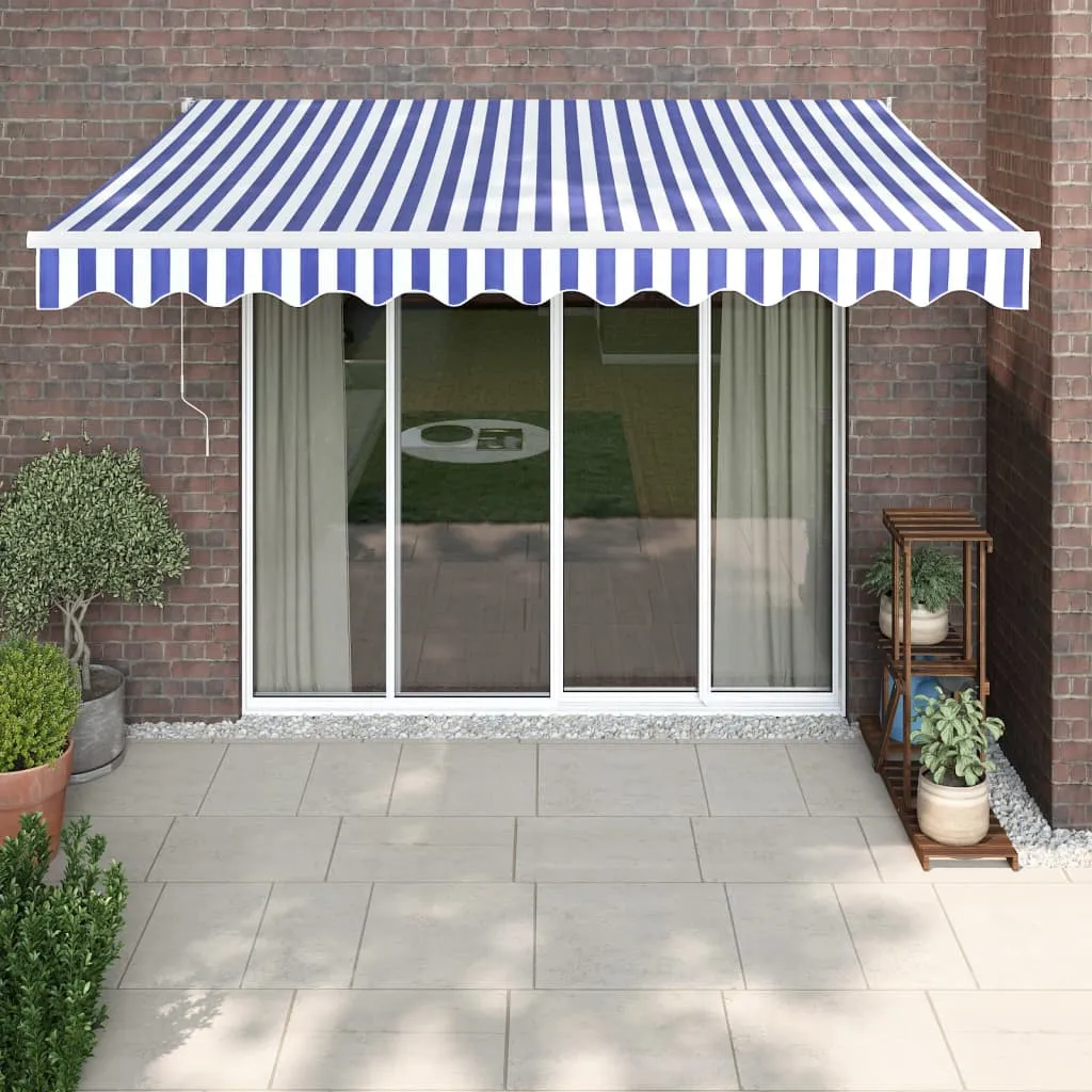 vidaXL Tenda Sole Retrattile Blu e Bianca 3x2,5 m Tessuto e Alluminio