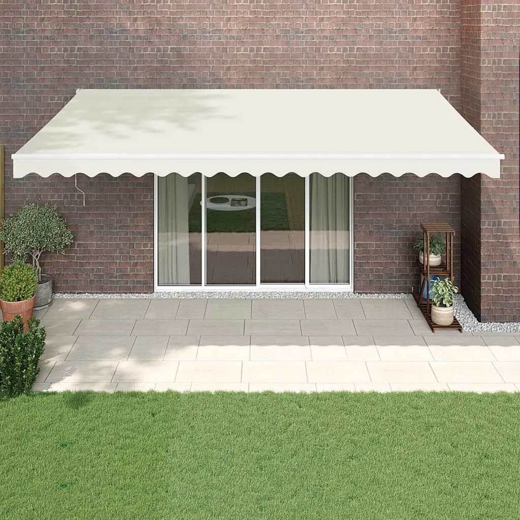 vidaXL Tenda da Sole Retrattile Crema 5x3 m in Tessuto e Alluminio