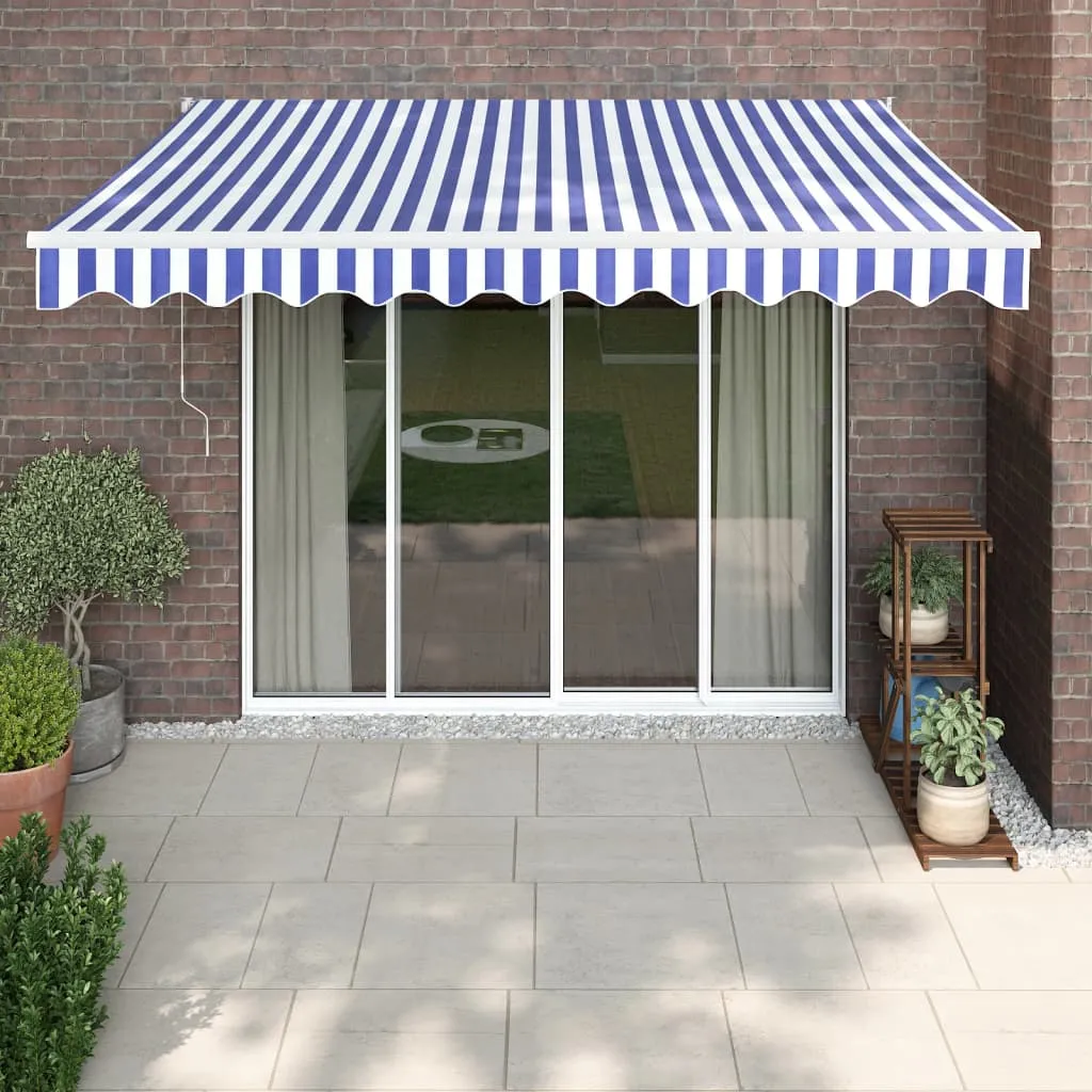 vidaXL Tenda Sole Automatica Retrattile Blu e Bianca 3x2,5 m