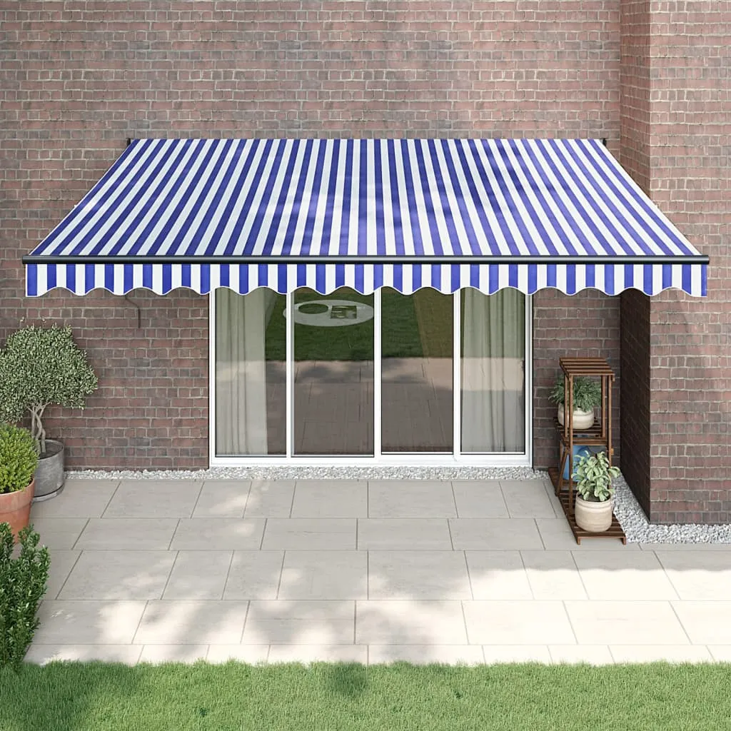 vidaXL Tenda Sole Automatica Retrattile Blu e Bianca 4x3 m