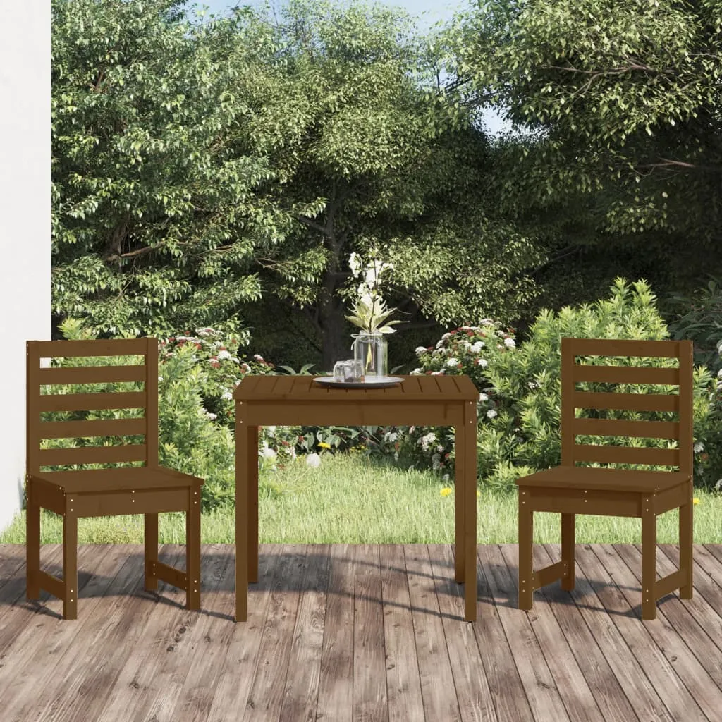 vidaXL Set da Bistrot da Giardino 3 pz Miele in Legno Massello di Pino