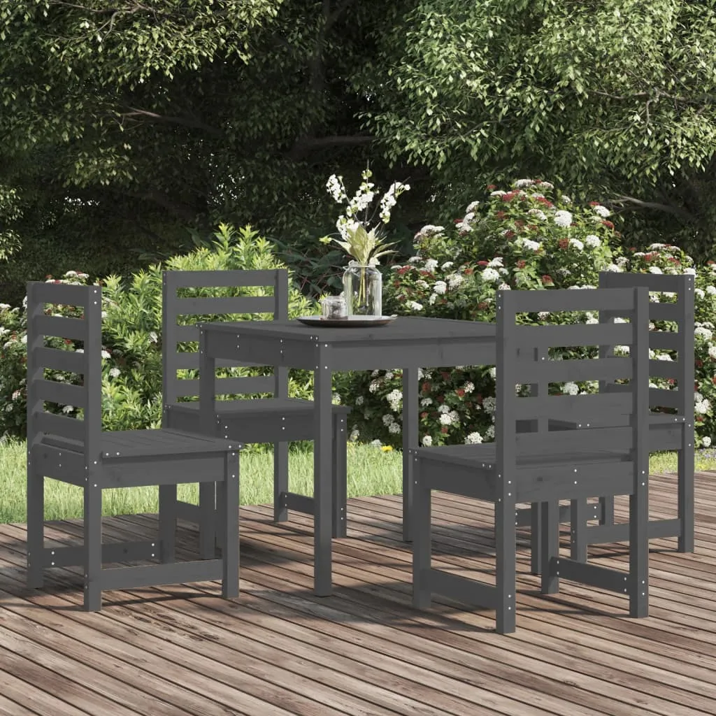 vidaXL Set da Pranzo per Giardino 5pz Grigio in Legno Massello di Pino