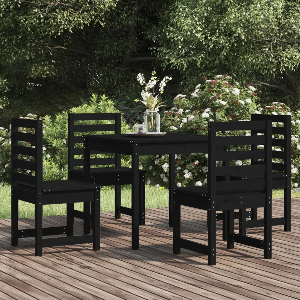 vidaXL Set da Pranzo per Giardino 5pz Nero in Legno Massello di Pino