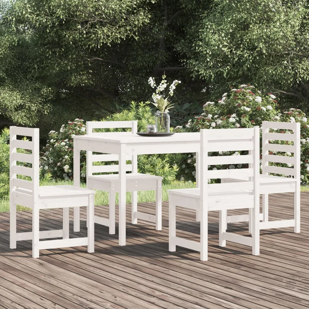 vidaXL Set da Pranzo per Giardino 5pz Bianco in Legno Massello di Pino