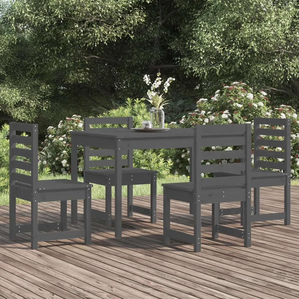 vidaXL Set da Pranzo per Giardino 5pz Grigio in Legno Massello di Pino