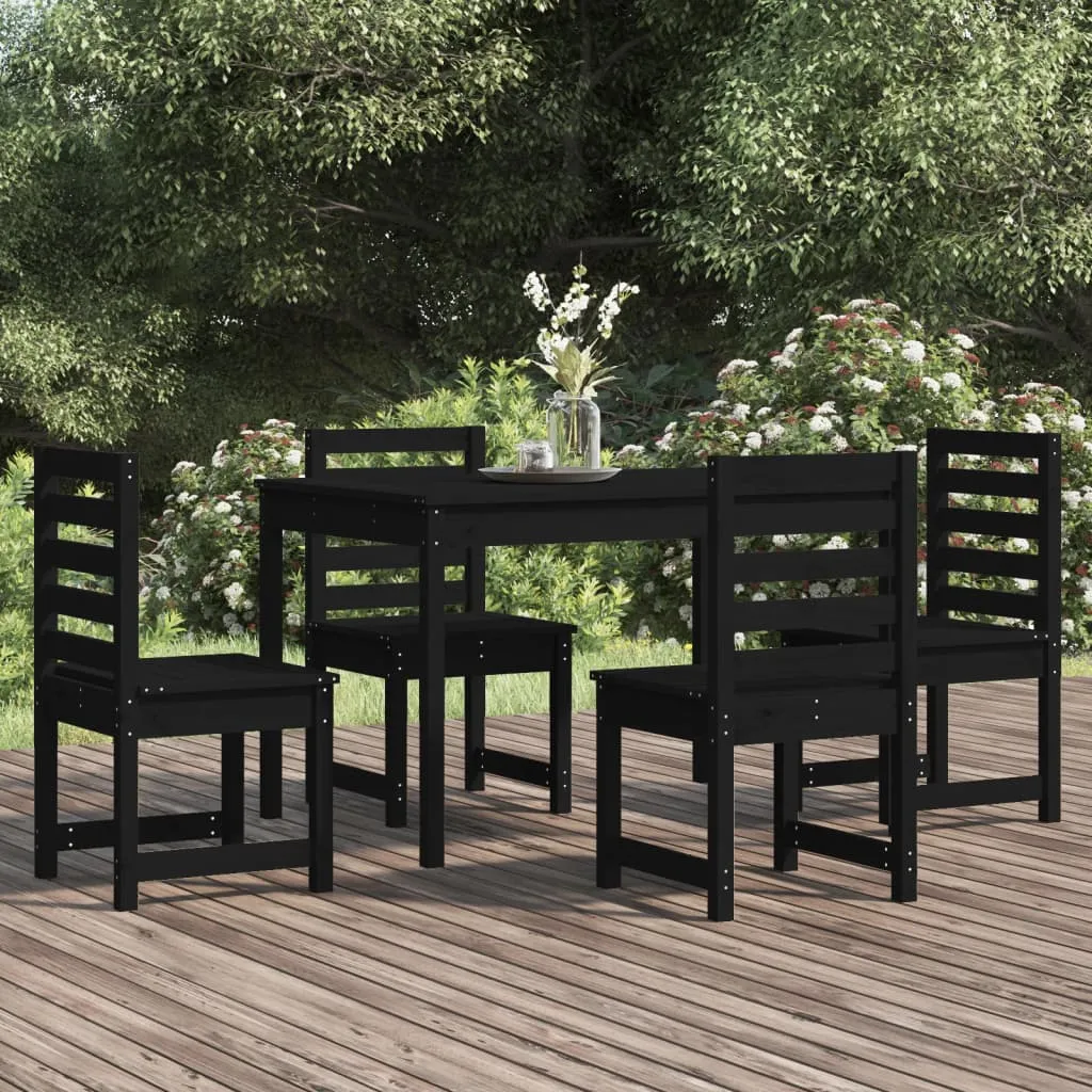 vidaXL Set da Pranzo per Giardino 5pz Nero in Legno Massello di Pino