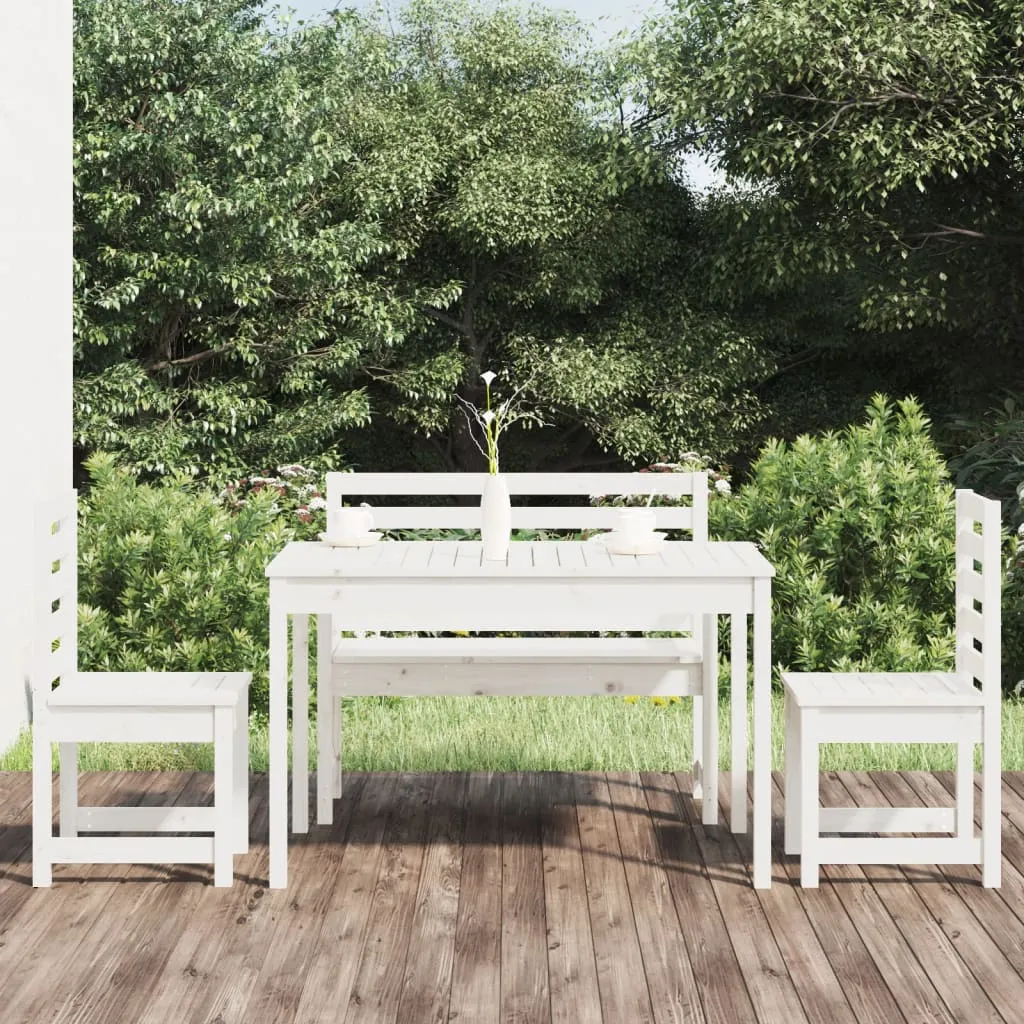 vidaXL Set da Pranzo per Giardino 4pz Bianco in Legno Massello di Pino