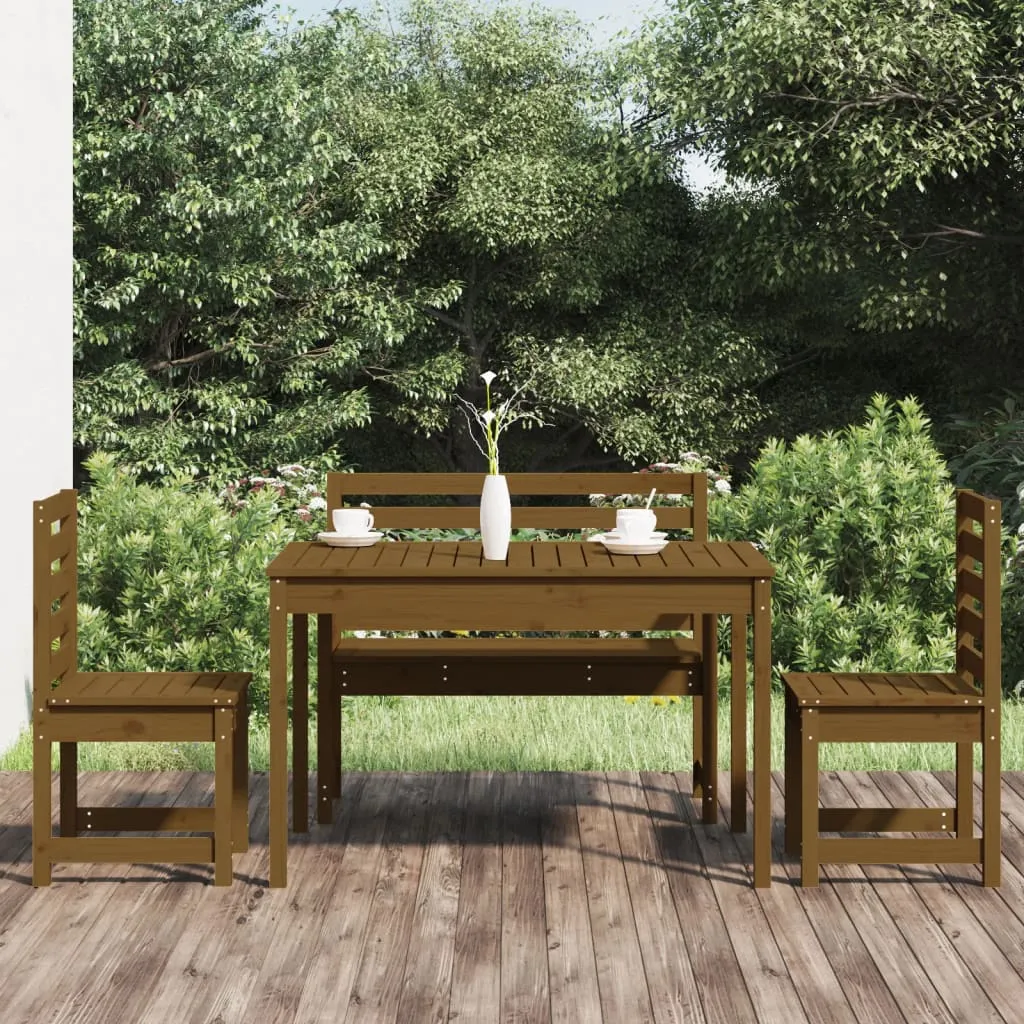 vidaXL Set da Pranzo da Giardino 4 pz Miele in Legno Massello di Pino