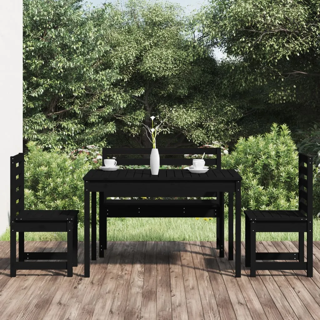 vidaXL Set da Pranzo per Giardino 4pz Nero in Legno Massello di Pino