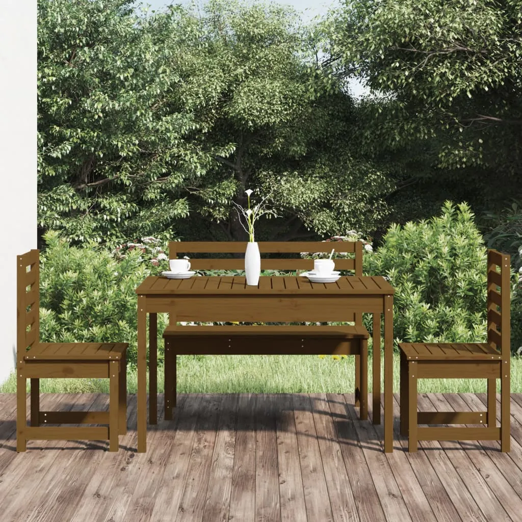 vidaXL Set da Pranzo da Giardino 4 pz Miele in Legno Massello di Pino