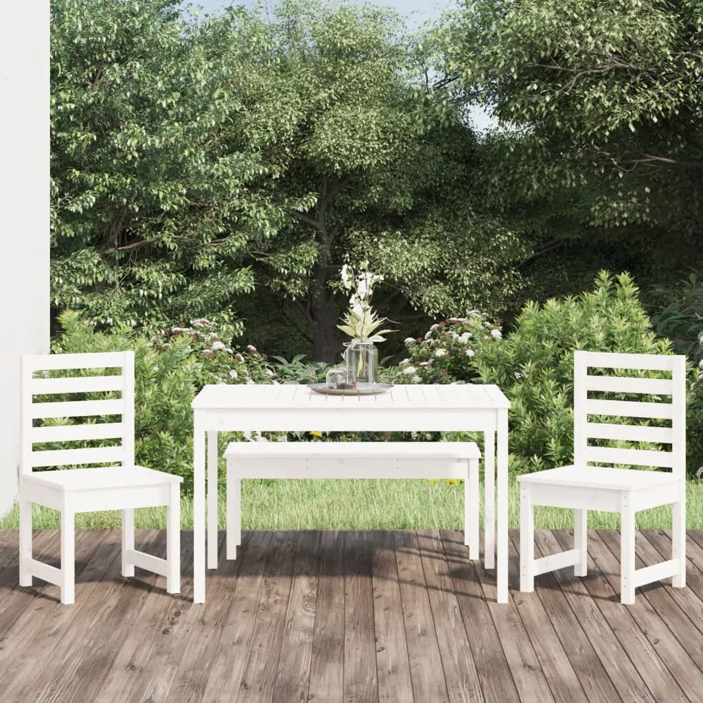 vidaXL Set da Pranzo per Giardino 4pz Bianco in Legno Massello di Pino