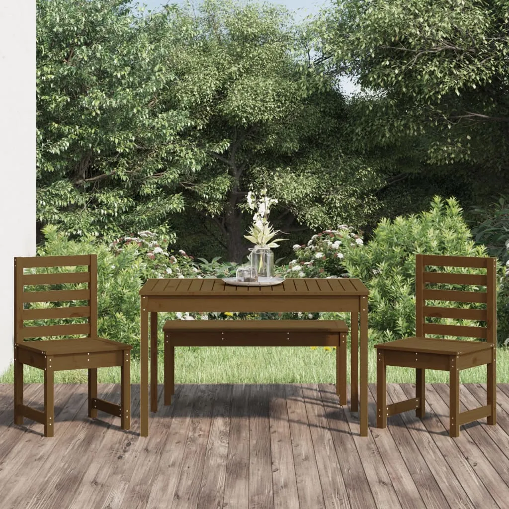 vidaXL Set da Pranzo da Giardino 4 pz Miele in Legno Massello di Pino