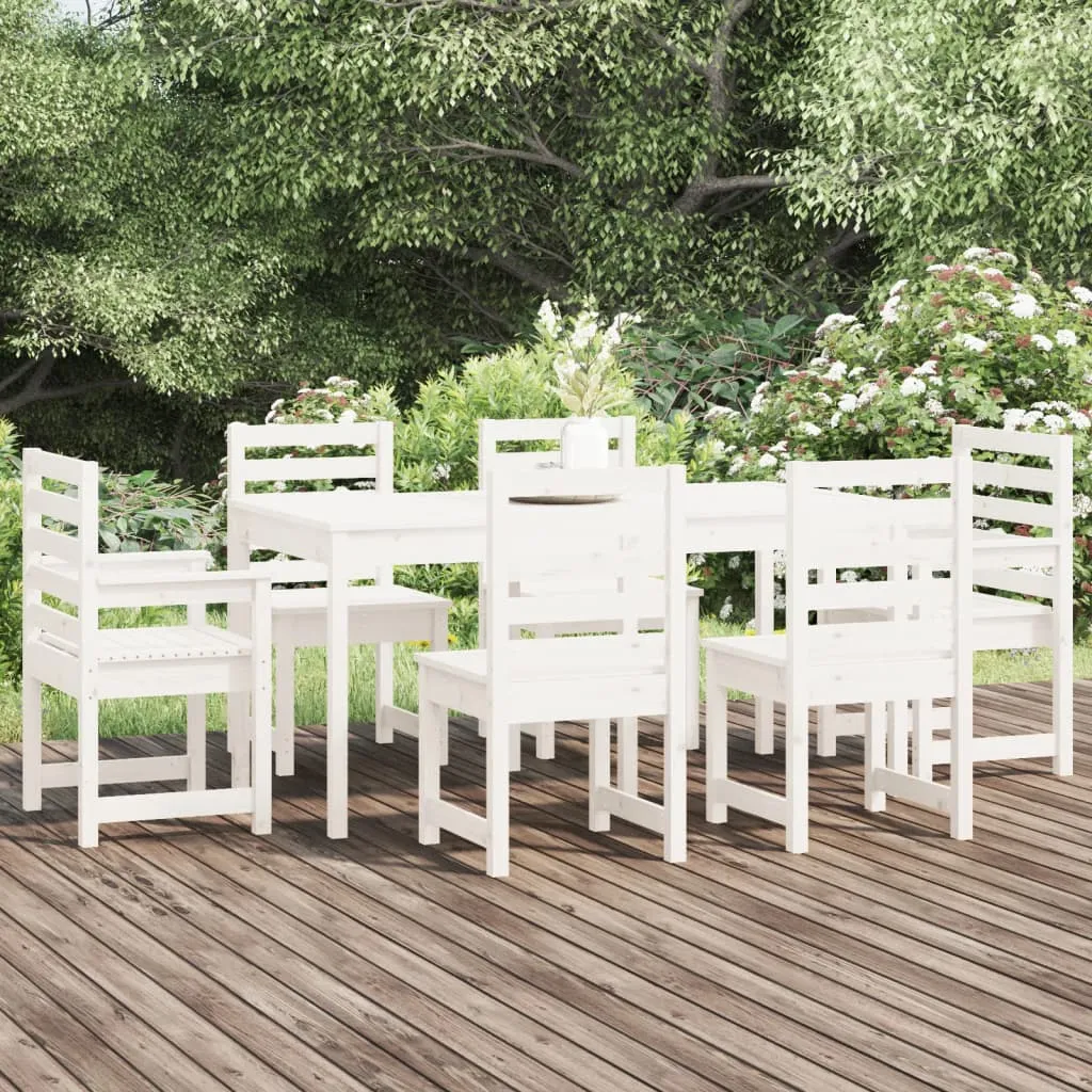 vidaXL Set da Pranzo per Giardino 7pz Bianco in Legno Massello di Pino