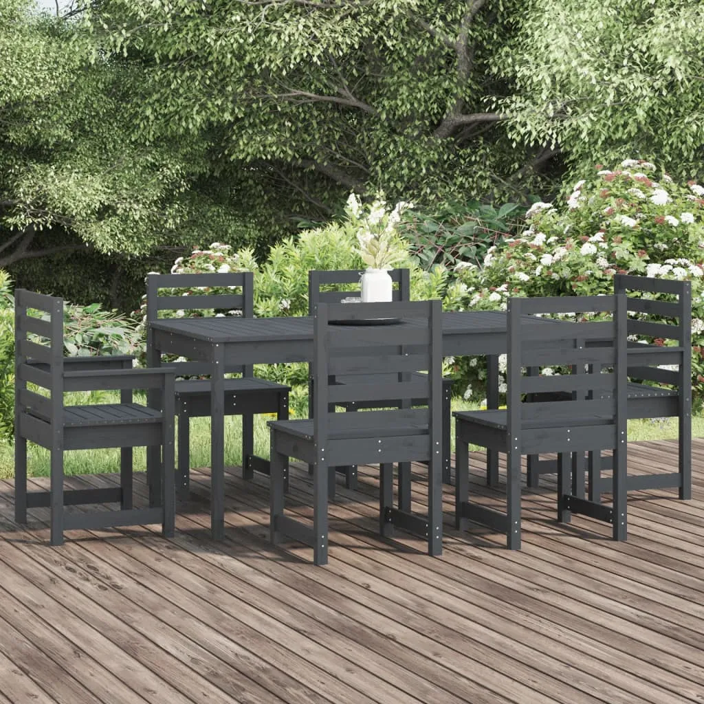 vidaXL Set da Pranzo per Giardino 7pz Grigio in Legno Massello di Pino