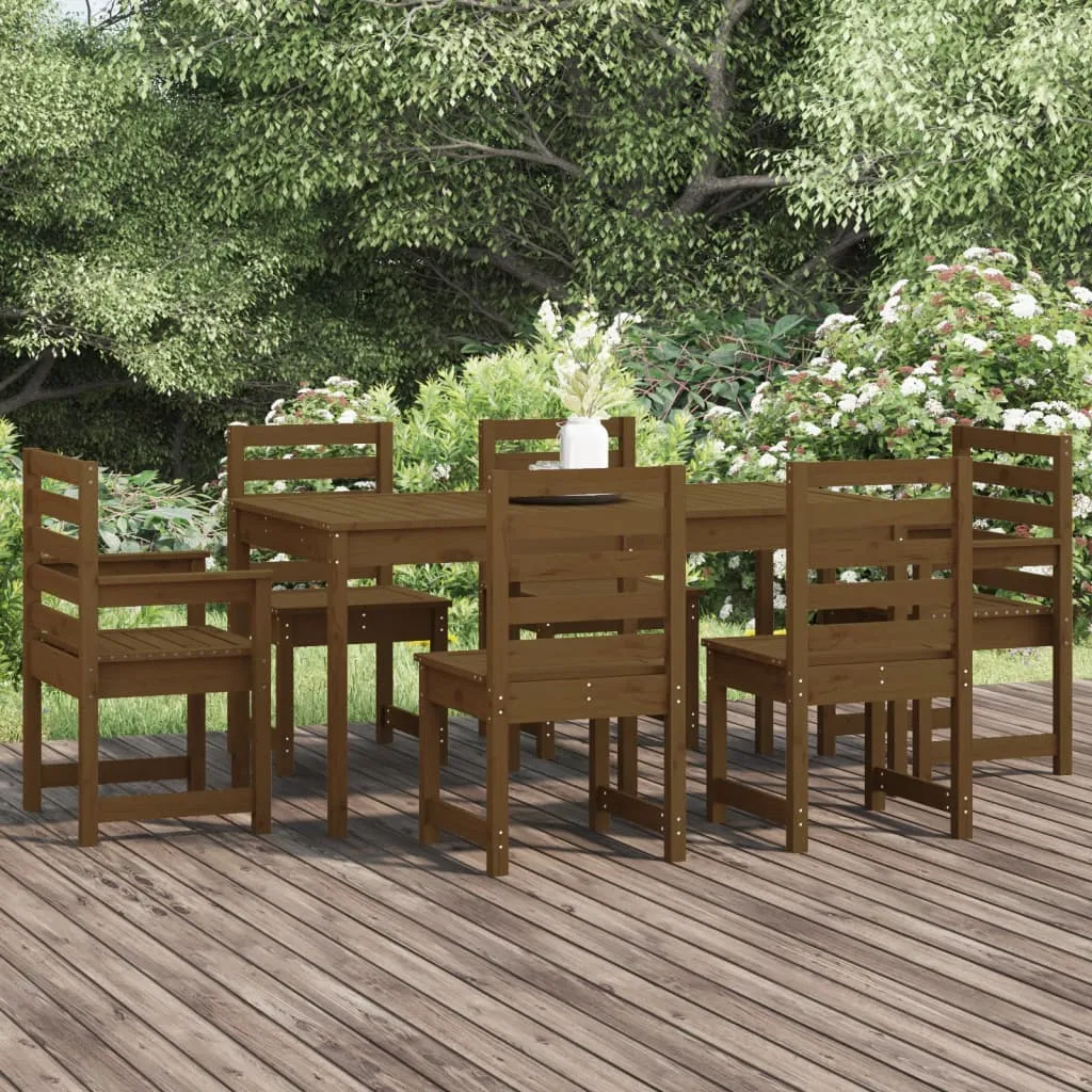 vidaXL Set da Pranzo da Giardino 7 pz Miele in Legno Massello di Pino