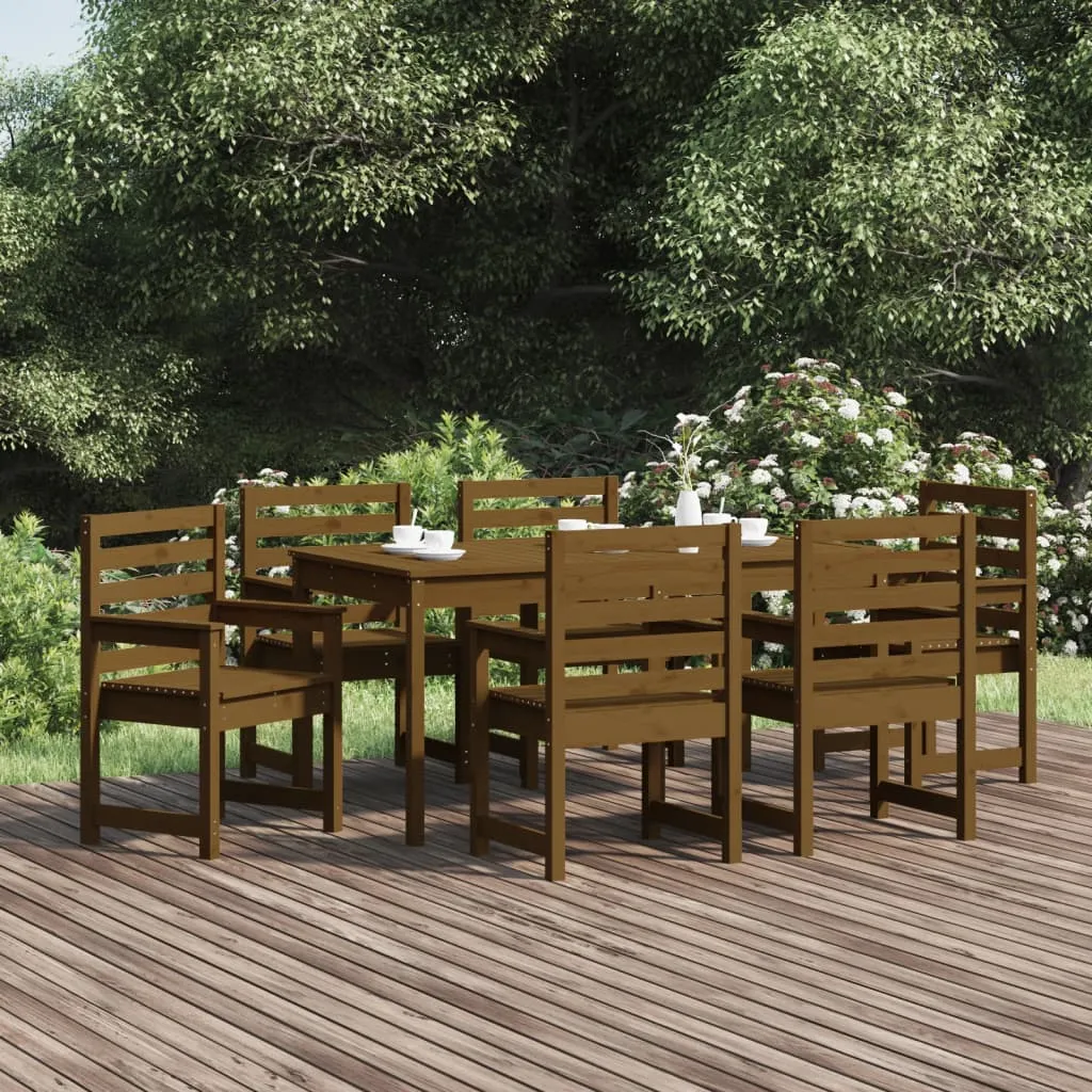 vidaXL Set da Pranzo da Giardino 7 pz Miele in Legno Massello di Pino