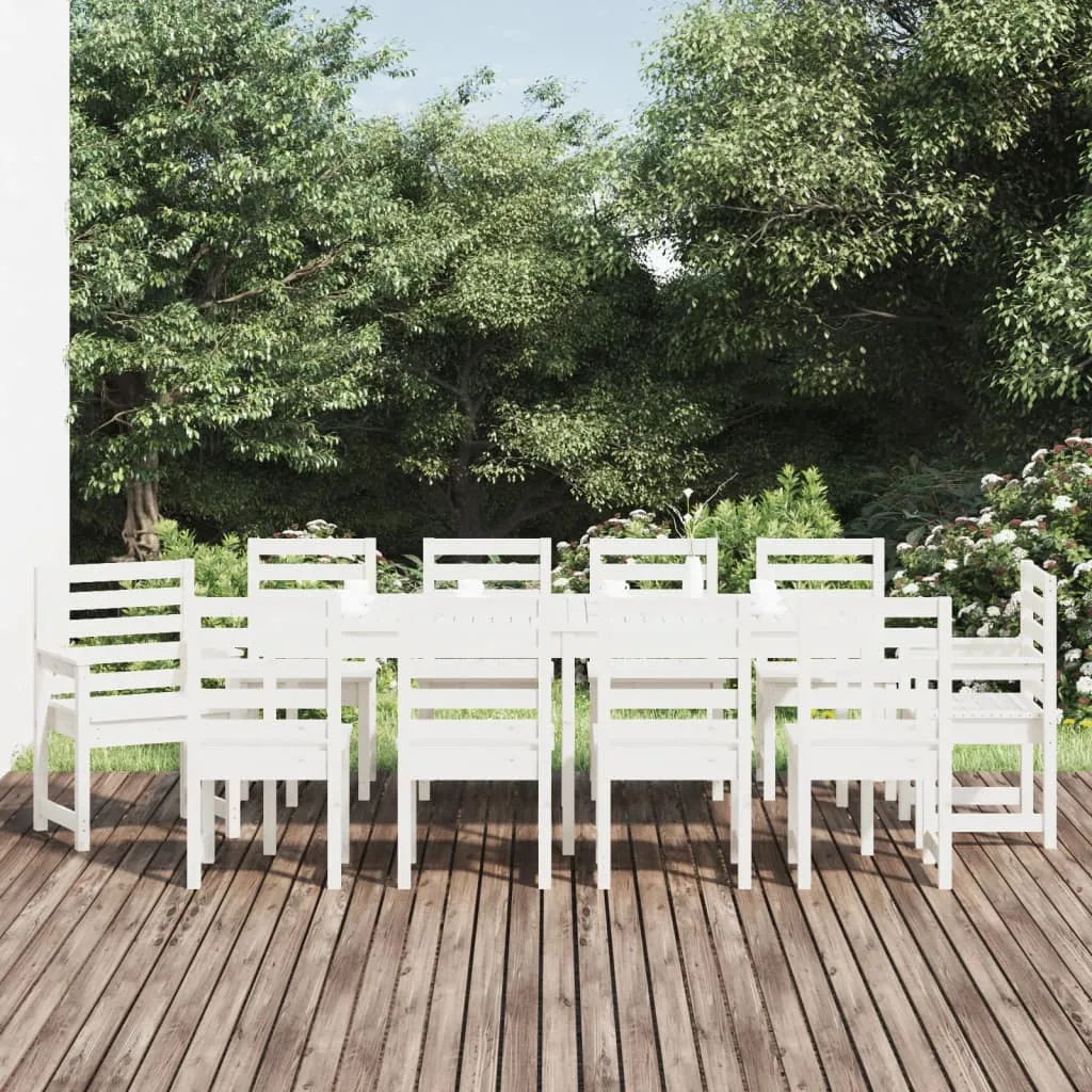 vidaXL Set da Pranzo per Giardino 11pz Bianco Legno Massello di Pino